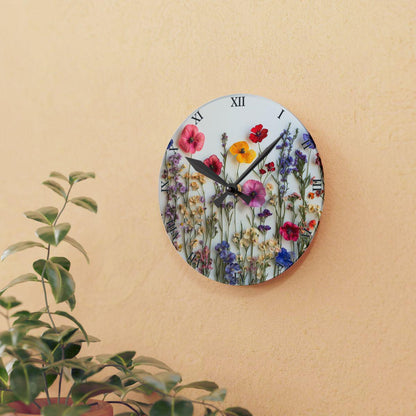 Floral Wall Clock, Unique Botanical Large Wall Clock, Bold Flower Modern Clock, Flower Art Decor, Kitchen Clock, Beautiful Flower Timepiece