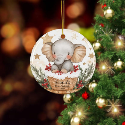 Baby First Christmas Ornament 2024, Personalized First Christmas Glass Ornament, Custom Baby Ornament, Baby Shower Gift Bunny Decoration, Ba