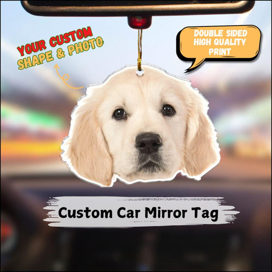 Custom Car Ornament, Photo Car Charm, Dog Hanging Rearview Ornament, Custom Pet Mirror Tag, Custom Acessories For Car, Pet Memorial Gift