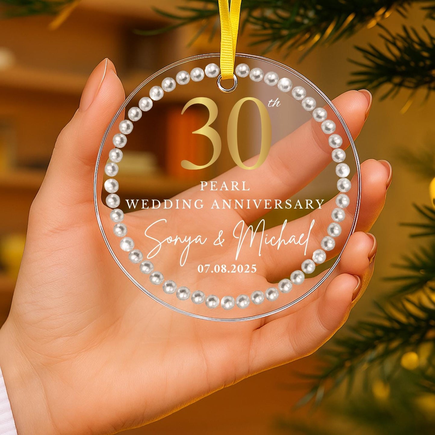 Personalized 30th Anniversary Ornament, 30 Years Wedding Gift, Thirty Anniversary Gift, Pearl Anniversary Gift For Parents Husband Wife
