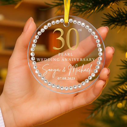 Personalized 30th Anniversary Ornament, 30 Years Wedding Gift, Thirty Anniversary Gift, Pearl Anniversary Gift For Parents Husband Wife