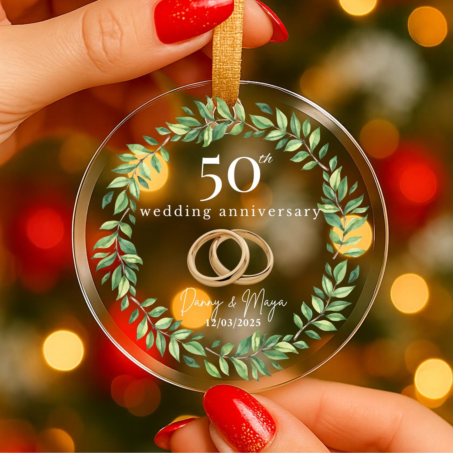 Personalized 50th Wedding Anniversary Ornament, 50 Year Anniversary Gift, Golden Anniversary Gift For Parents Husband Wife, 50 Year Marriage