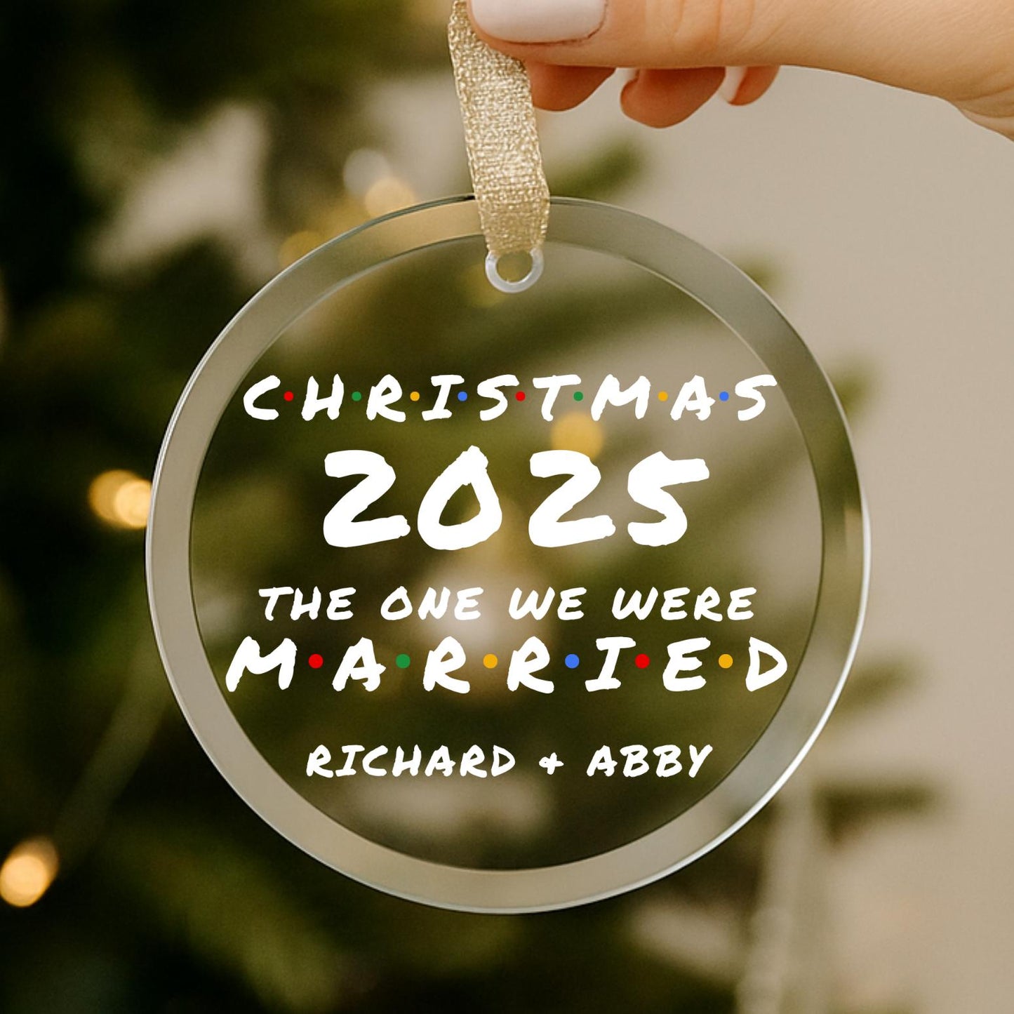 The One Where We Were Married Ornament, Our First Christmas Married Glass Ornament, Personalized Newlywed Gift, Custom Wedding Keepsake Gift