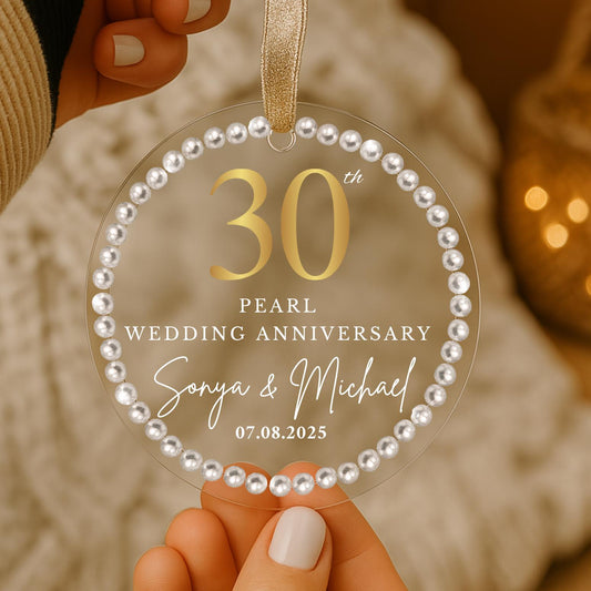 Personalized 30th Anniversary Ornament, 30 Years Wedding Gift, Thirty Anniversary Gift, Pearl Anniversary Gift For Parents Husband Wife