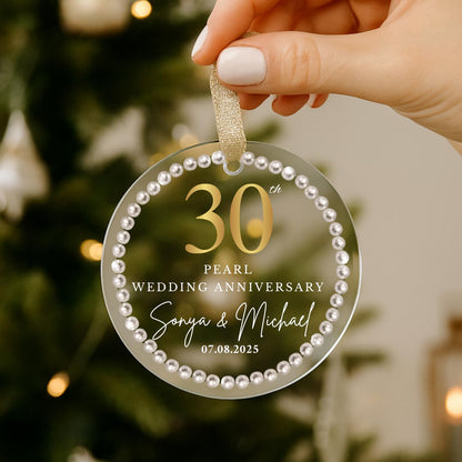 Personalized 30th Anniversary Ornament, 30 Years Wedding Gift, Thirty Anniversary Gift, Pearl Anniversary Gift For Parents Husband Wife