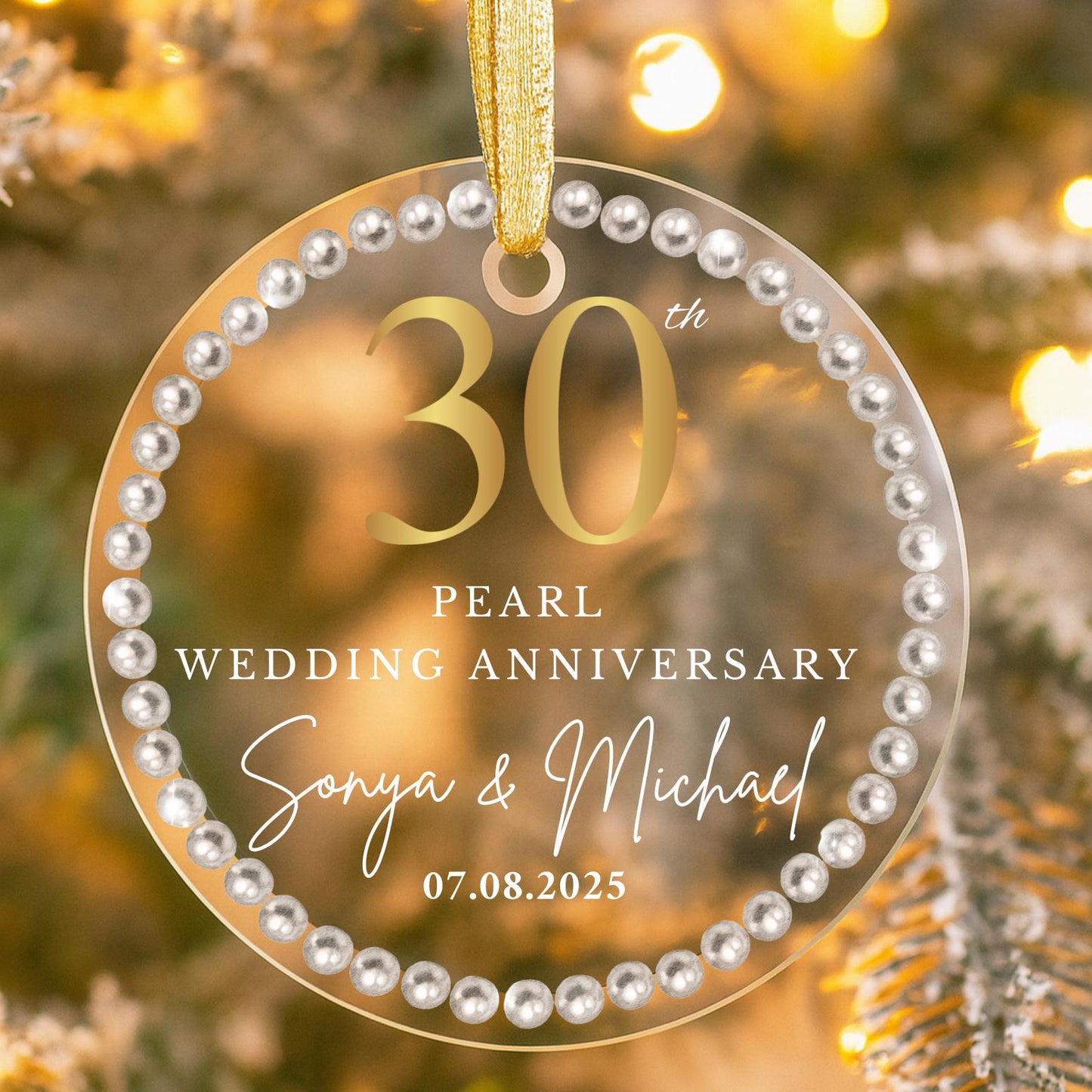 Personalized 30th Anniversary Ornament, 30 Years Wedding Gift, Thirty Anniversary Gift, Pearl Anniversary Gift For Parents Husband Wife