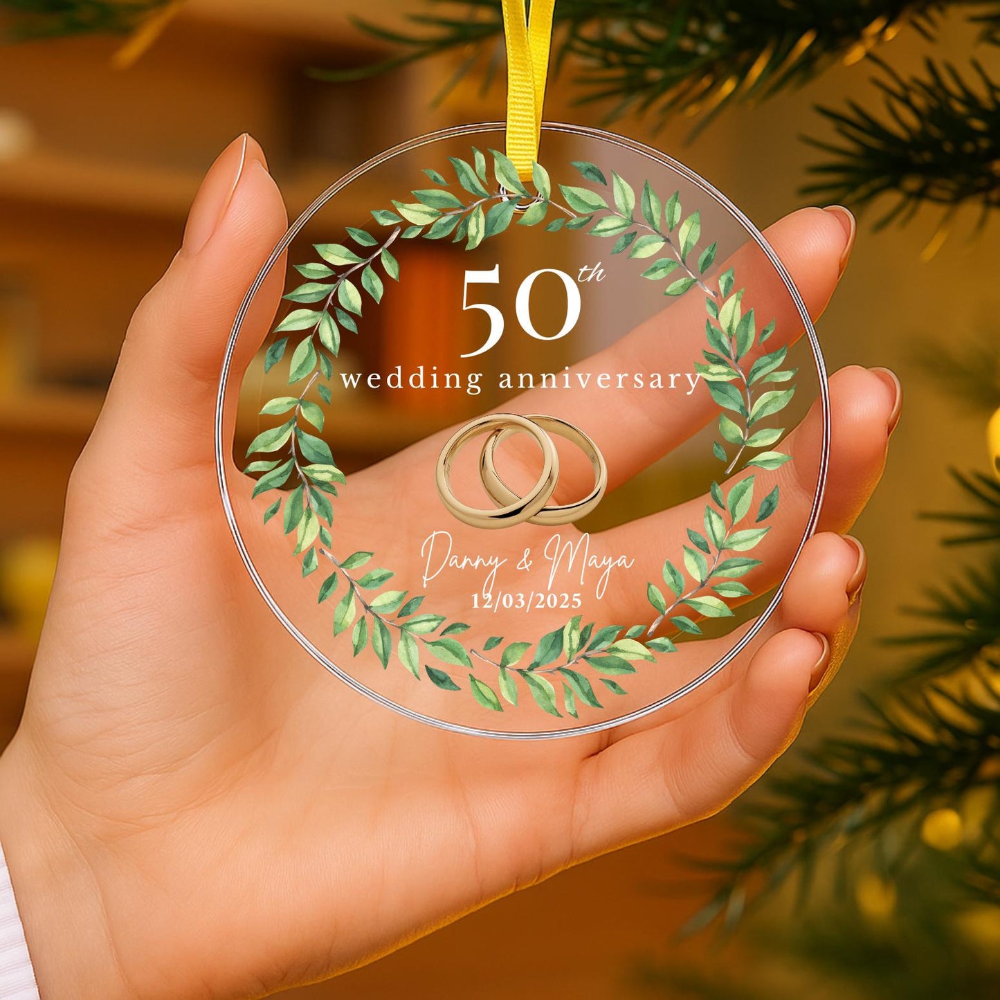 Personalized 50th Wedding Anniversary Ornament, 50 Year Anniversary Gift, Golden Anniversary Gift For Parents Husband Wife, 50 Year Marriage