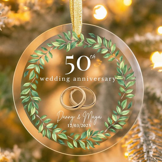 Personalized 50th Wedding Anniversary Ornament, 50 Year Anniversary Gift, Golden Anniversary Gift For Parents Husband Wife, 50 Year Marriage