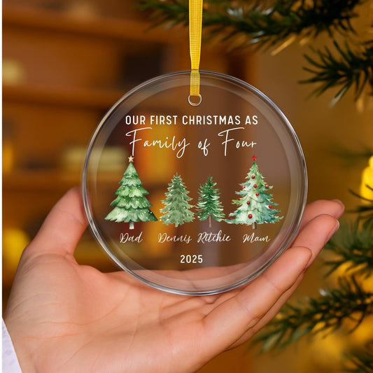 Personalized Family Christmas Ornament 2025, Custom Family of 4 Ornament, First Christmas Together Gift, Custom Baby 1st Christmas Ornament