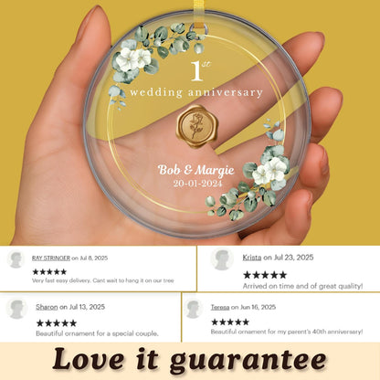 Personalized 1st Anniversary Ornament, Paper Wedding Anniversary Gift, One Year Together Glass Ornament, First Year Gift For Husband Wife