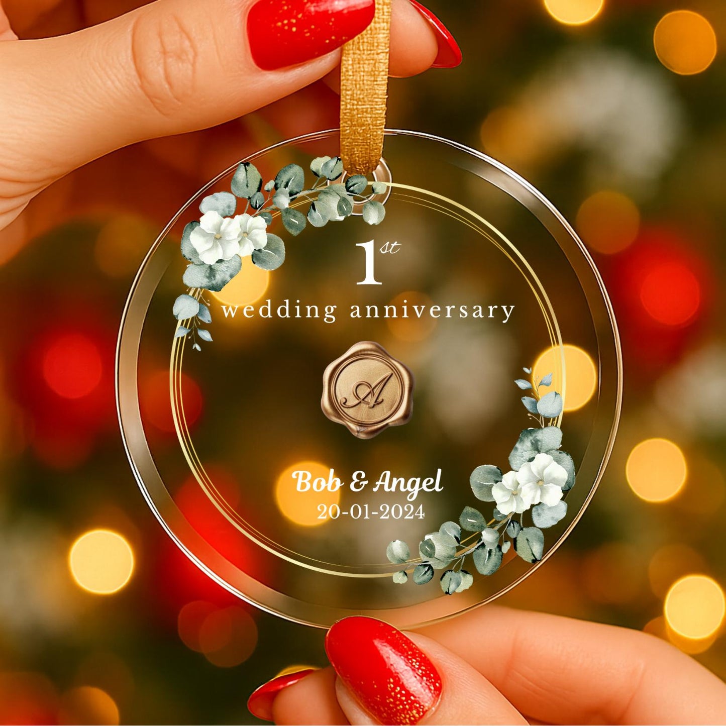 Personalized 1st Anniversary Ornament, Paper Wedding Anniversary Gift, One Year Together Glass Ornament, First Year Gift For Husband Wife