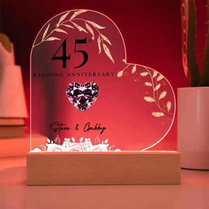 45th Wedding Anniversary Acrylic Plaque – Custom Name & Design – Sapphire Anniversary Gift for Couple